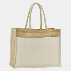 Cotton pocket natural starched jute shopper Thumbnail