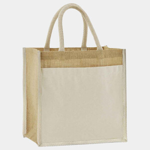 Cotton Pocket Natural Starched Jute Midi Tote Thumbnail