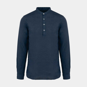 Spasso Washed Mao Collar Shirt Thumbnail