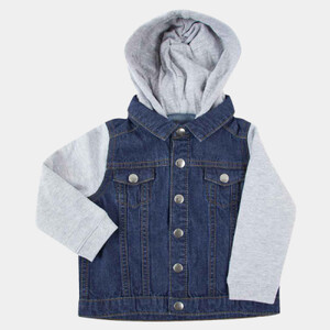 DENIM JACKET WITH FLEECE HOOD Thumbnail