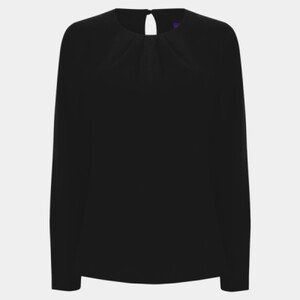 LADIES PLEAT FRONT L/S BLOUSE Thumbnail