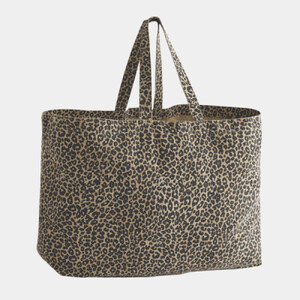 Leopard print canvas oversized tote bag Thumbnail