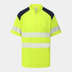 Hi-vis mandarin collar zip neck comfort trim polo (HVJ230) Thumbnail