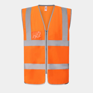 Hi-vis zip ID reflective border waistcoat (HVW103) Thumbnail