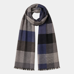 Spasso Blue Patchwork/Check Reversible Scarf Thumbnail