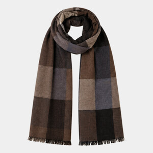 Spasso Brown Patchwork/Check Reversible Scarf Thumbnail