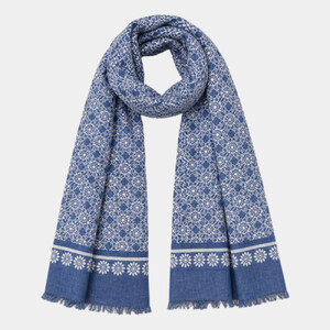 Spasso Blue Floral Mosaic Scarf Thumbnail