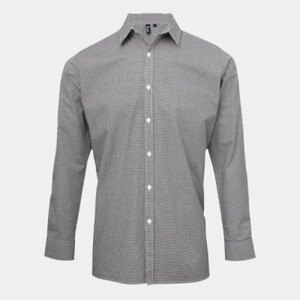 Microcheck (Gingham) long sleeve cotton shirt Thumbnail