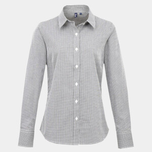 Women's Microcheck (Gingham) long sleeve cotton shirt Thumbnail