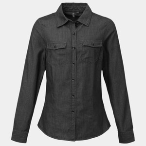 Women's jeans stitch denim shirt Thumbnail