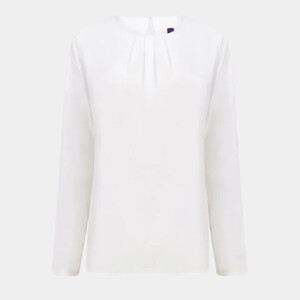 Women's pleat front long sleeve blouse Thumbnail