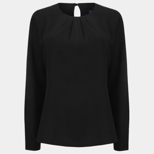 Henbury Ladies Pleat Front Long Sleeve Blouse Thumbnail