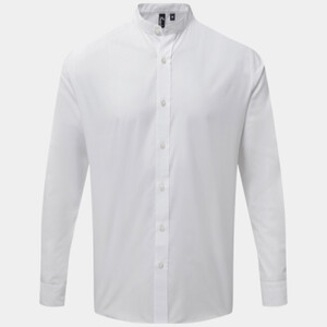 Banded collar grandad long sleeve shirt Thumbnail
